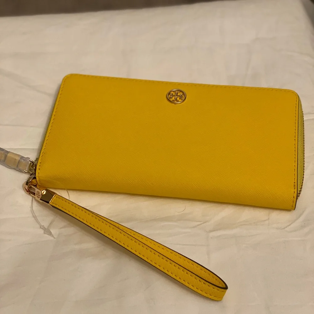 Tory Burch Yellow Zip-Around Wristlet Wallet